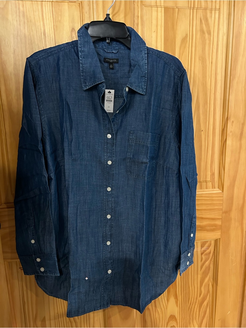Talbots Light Blue denim look Button-Down Shirt - Picture 3 of 4